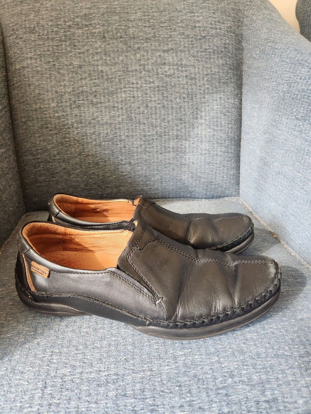Pikolinos Men's San Telmo Black Leather Slip-on Loafers Size 42 US 9-9.5
